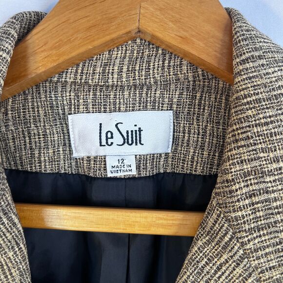 Le Suit Tweed Single Breasted Blazer 1/2 Sleeve Classic Business Career Size 12 - Picture 7 of 9